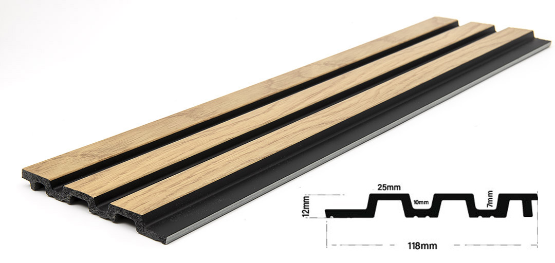 Ps Panel Με 3D Πηχακια F4 Piano 12/122/2900Mm Nat.Oak/Black - Image 3